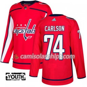 Camisola Washington Capitals John Carlson 74 Adidas 2017-2018 Vermelho Authentic - Criança